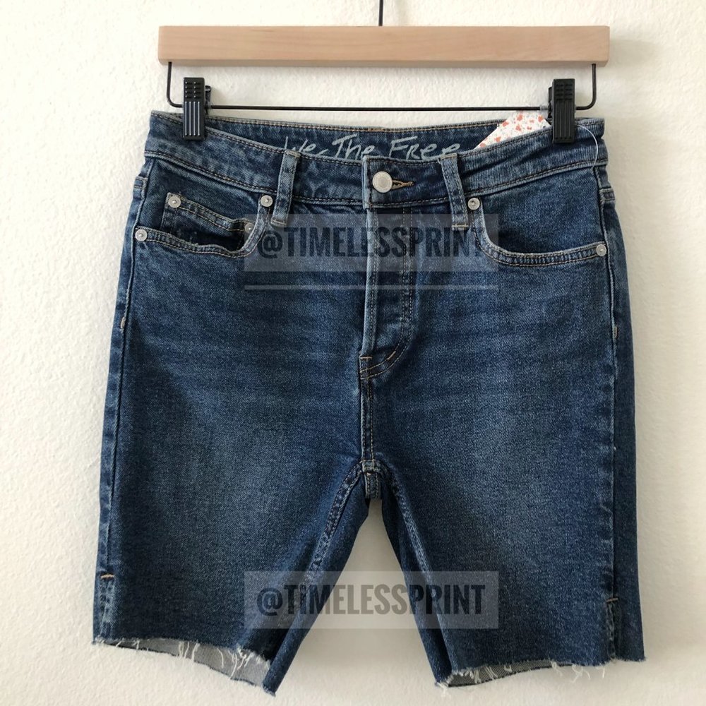 FREE PEOPLE Dark Blue Denim Bermuda Shorts